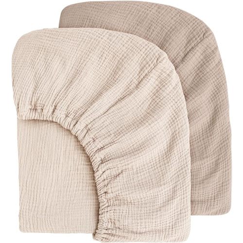Muslin Crib Sheets for Baby Girls and Boys, Neutral Fitted Baby Bed Sheets for Standard Crib & Toddler Mattress - Soft and Breathable - 52"x28" (Ash & Ivory)