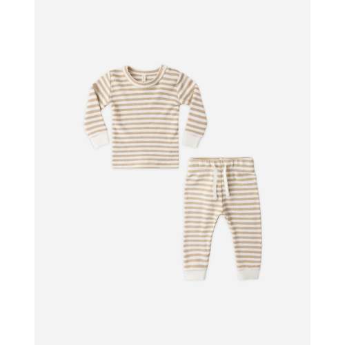 Waffle Top Pant Set Butterscotch Stripe