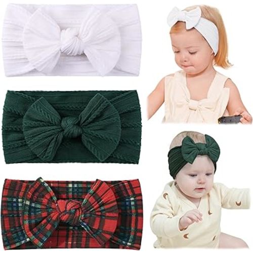 jollybows Baby Girl Headband Bows Nylon Head Wraps Newborn Hairbands Infant Toddler Hair Bow (1- Black White Pink)