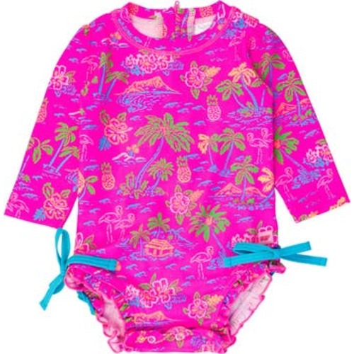 Baby Girls Long Sleeve UPF50+ One Piece Rash Guard, 0-3M