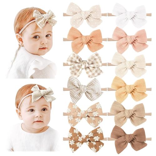 Niceye Baby Girl Bows and Headbands, Stretchy Nylon Hairbands Hair Bows for Newborns, Infants, Toddlers - Handmade Baby Hair Accessories for Girls