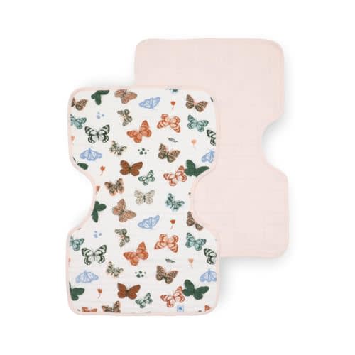 Little Unicorn Ultra-Absorbent Premium Burp Cloth 2 Pack | Soft on Baby's Skin | Larger Size | Ergonomic Design | Set of 2 (Butterflies)