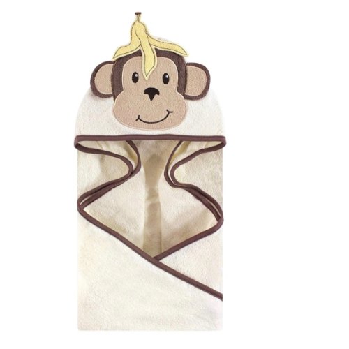 Hudson Baby Unisex Baby Cotton Animal Face Hooded Towel, Banana Monkey, One Size