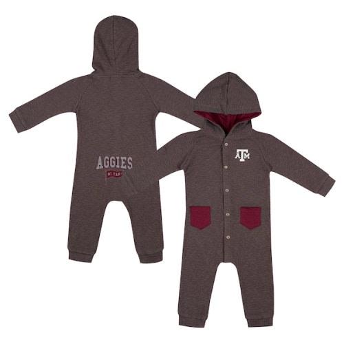 Newborn & Infant Colosseum Charcoal Texas A&M Aggies Zando-Zan Waffle Full-Snap Hooded Romper