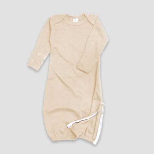 Baby Nightgown With Side-Zipper and Fold Over Mittens – Polyester Cotton Blend