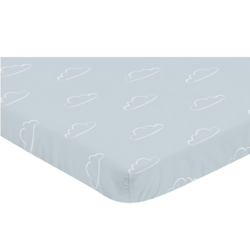 Airplane Red and Blue Collection Mini Crib Sheet - Cloud Print