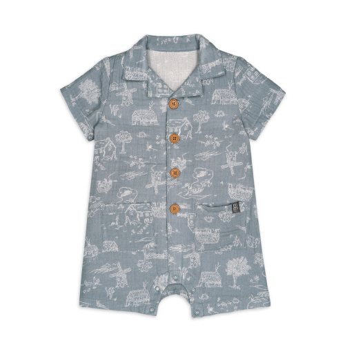 Modern Moments by Gerber Baby Boy Short Sleeve Collared Romper, Sizes 0/3 Months - 24 Months