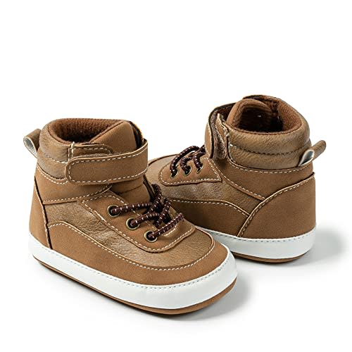 Meckior Toddler Baby Boys Girls High Tops Ankle Sneakers Soft Anti-Slip Sole PU Leather Moccasins Infant Newborn Prewalker First Walking Crib Shoes