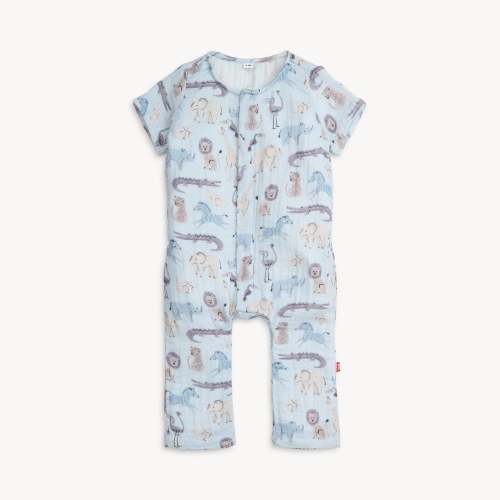 jungle jazz cotton gauze magnetic short sleeve romper – Magnetic Me