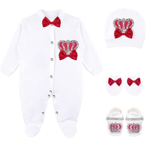 Lilax Baby Boy Newborn Crown Jewels Layette 4 Piece Gift Set