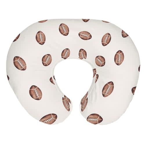 Cream Watercolor Footballs Baby Nursing Pillow Covers for Boy Girl American Footballs Party Nursing Slipcovers for Breastfeeding Pillows Sports Lovers Soft Stretchy Removable Cover for Newborn Infant
