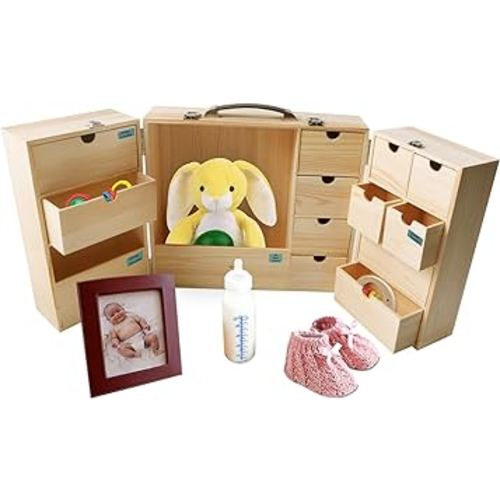Vencer DIY Baby Keepsake Box with Handwritten Label - Wood Newborn Memory Organizer for Baby Shower,Baby Hair, Baby Teeth,Pregnancy, Mother's Day,New Baby,and Maternity,VBK-005
