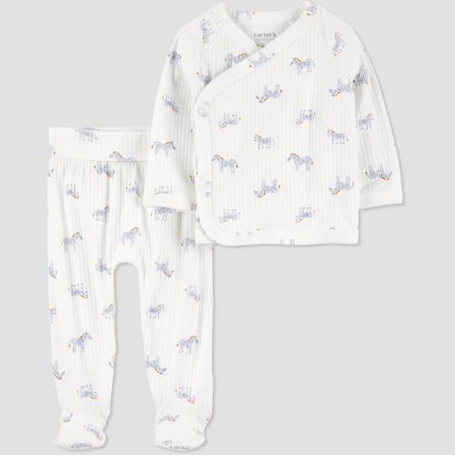 Carter's Just One You® Baby Boys' 2pc Zebra Cardigan Set - White, Size: 3M