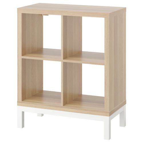KALLAX Shelving unit with underframe - white stained oak effect/white 30 3/8x37 "