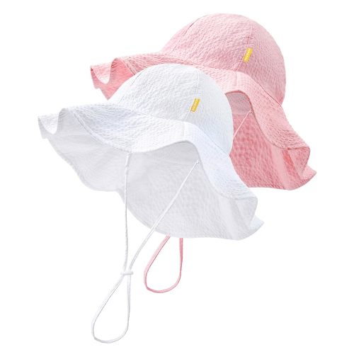 HONGTEYA Baby Sun Hat Toddler Girl Beach Hat Adjustable Outdoor Summer Hat UPF 50+ Sun Protection Wide Brim Infant Kids