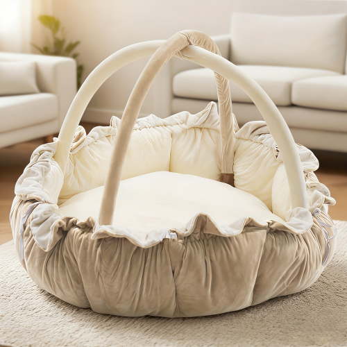 5-in-1 Thick & Plush Baby Gym, Baby Mats for Floor, Tummy Time Mat, Cat Bed, Dog Bed, Convertible Stage-Based Developmental From Baby to Toddler, Ball Pit, Pet Cushion Cloudico