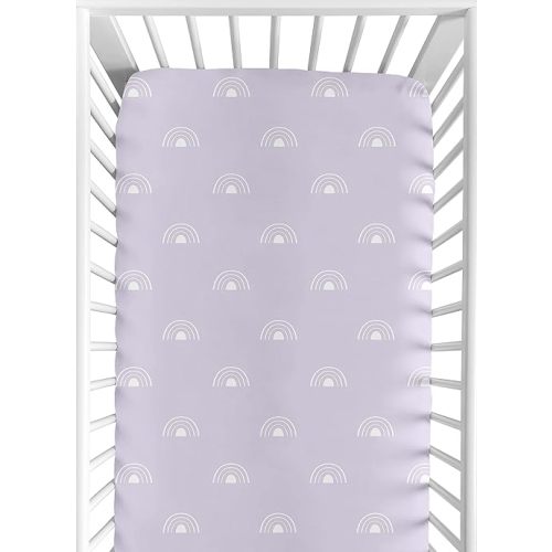 Sweet Jojo Designs Lavender Purple Boho Rainbow Girl Fitted Crib Sheet Baby or Toddler Bed Nursery - Light Lilac and White Celestial Sky Outdoors Nature Girl Shabby Chic