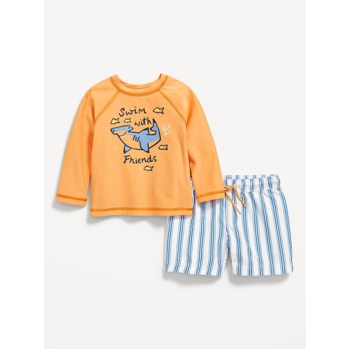 Long-Sleeve Rashguard Swim Top and Shorts Set for Baby