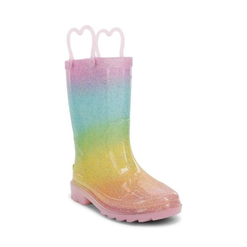 Western Chief Toddler Glitter Rainbow Rain Boots - Pink/Yellow/Blue 8T