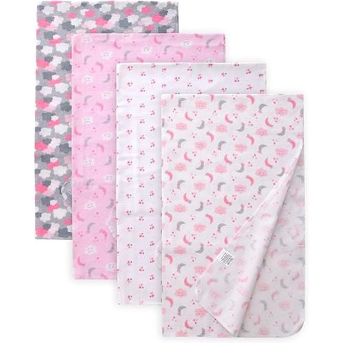Cotton Flannel Receiving Blankets 4 Pcs, Baby Swaddle Blankets, Infant Flannel Blanket 30 X 40 Inch for Boy Girl (Style3)