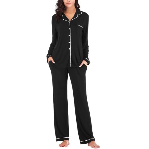 Aamikast Women's Pajama Sets Long Sleeve Button Down Sleepwear Nightwear Soft Pjs Lounge Sets