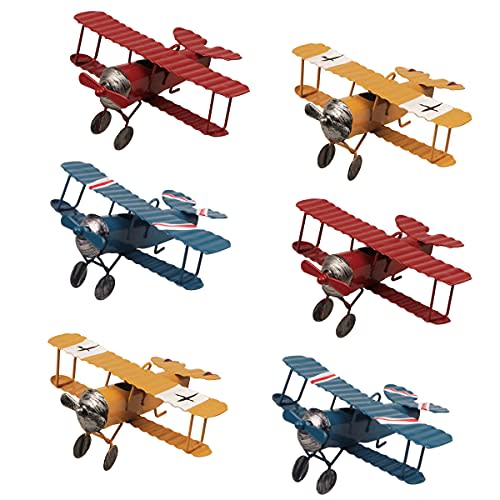 YIYA 6 PCS Metal Airplane Decoration Hanging Airplane Ornament for Boys Room Photo Props Desktop Decoration Office Bedroom Home Decoration, 3 Colors