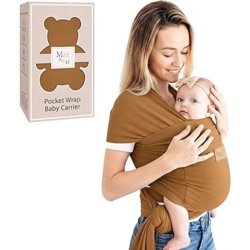 Baby Wrap Carrier - Premium Cotton Baby Carrier Wrap for Newborn to Toddler- Infant Carrier- Baby Holder One Size Fits All with Front Pocket by Max&so