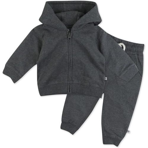 HonestBaby Baby Boys' 2-piece Fleece Zip Hoodie and Sweatpant Set 100% Organic Cotton for Infant Baby and Toddler, Boys