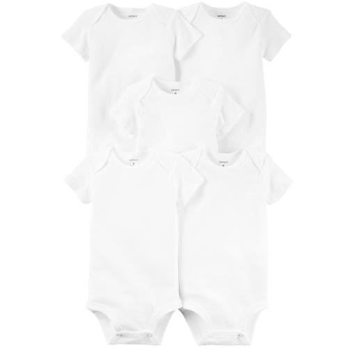 Baby 5-Pack Short-Sleeve Bodysuits - Style,White