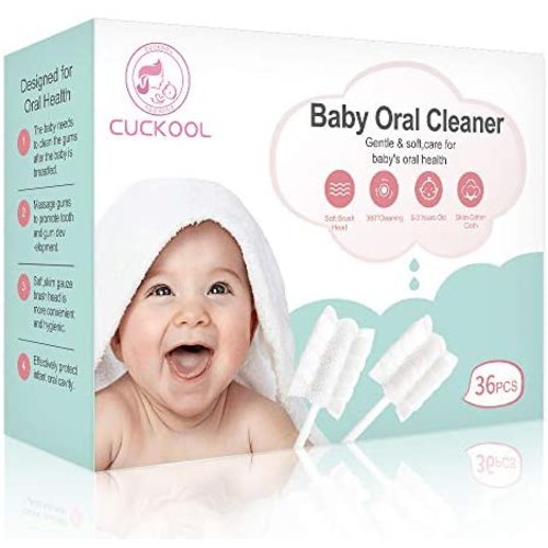 Baby Toothbrush, Infant Toothbrush Clean Baby Gums Disposable Tongue Cleaner Gauze Toothbrush Infant Oral Cleaning Stick Dental Care for 0-36 Month Baby