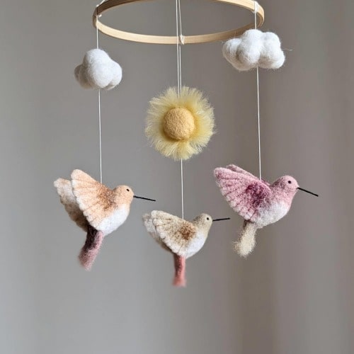 Hummingbirds mobile, Bird baby mobile, Rainbow baby mobile, Sun baby mobile, Nursery mobile bird, Birds baby mobile, Cloud nursery mobile