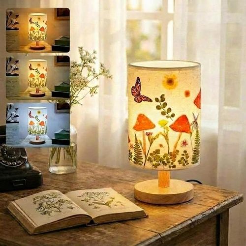 Hortsun Pressed Flower Lamp Vintage Table Small Lamp Cottagecore Decor Boho Night Light Decorative Rustic Night Light for Living Room, Bedroom or Office, Christmas Gift for Women