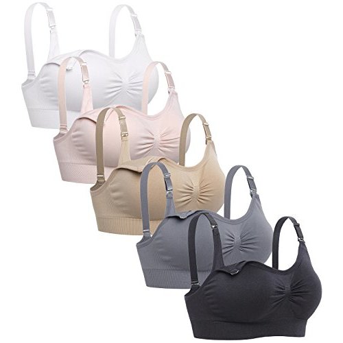 Lataly Womens Sleeping Nursing Bra Wirefree Breastfeeding Maternity Bralette Pack of 5