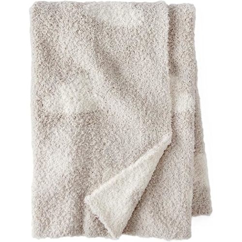 Carter's Baby Plush Blanket, Soft Cozy Stroller Blanket for Newborn Infant Boys and Girls (Beige/Cloud)
