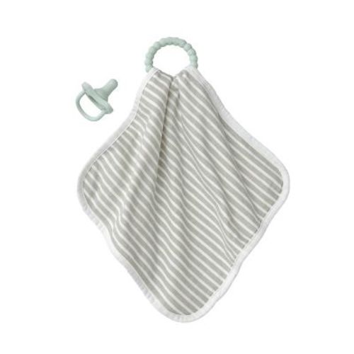 Dr. Brown's Lovey Blanket With Teether and HappiPaci Pacifier - 0-6m - Gray Stripes