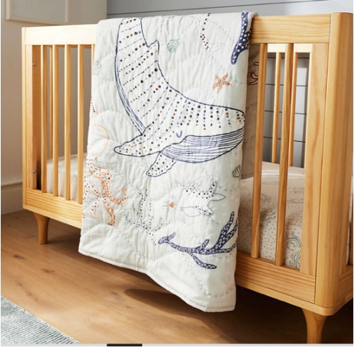 Aquatic Life Organic Cotton Baby Crib Quilt