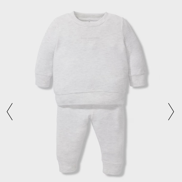 Baby Stone Grey Fuzzy Long Pj Set Grey Marle - Peter Alexander