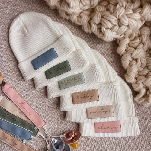 Personalized Leather Patch Beanie | All Colors