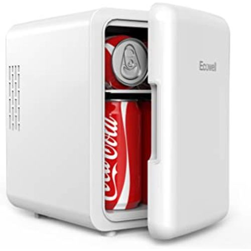 ECOWELL WRE100 Mini Fridge for Bedroom, 4L/6 Can Skincare Fridge, AC/DC Portable Compact Small Refrigerator for Office Dorm Car Desk for Skin Care Makeup Cosmetic, White