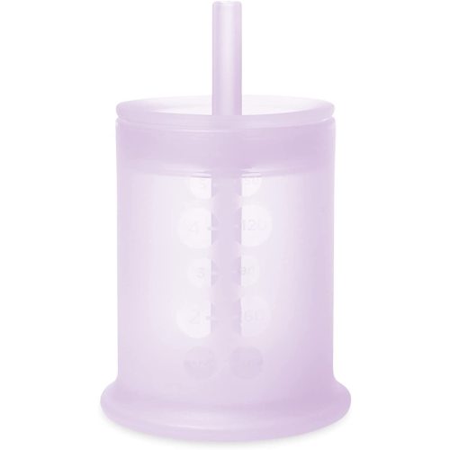Olababy Silicone Training Cup with Straw Lid | Babies Water Drinking Cup | 6+ Mo Infant to 12-18 Months Toddler | Sippy Cup for Kids & Smoothie Cup