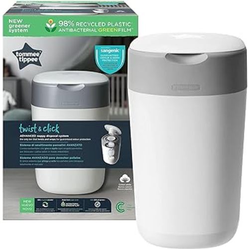 Tommee Tippee Twist and Click Advanced Nappy Bin, Includes 1x Refill Cassette, Locks in Odours and Germs, White : Amazon.com.au: Baby