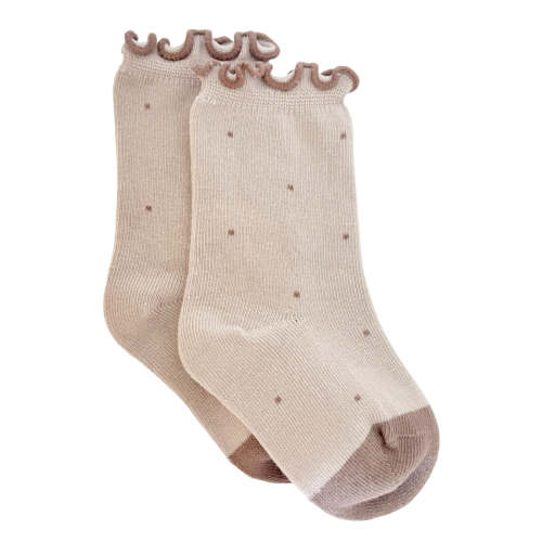 Lettuce Edge Socks, Dainty Dot Beige