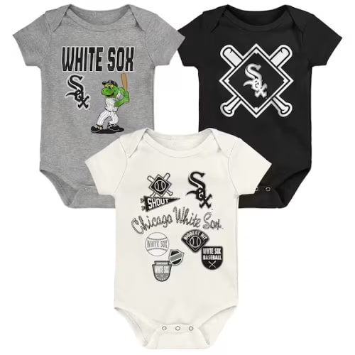 Newborn Chicago White Sox Outerstuff Home Plate 3-Piece Creeper Set