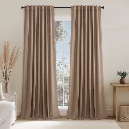 Latitude Run® 100% Blackout Thermal Insulated Linen Drapes,Back Tab Hooks Drapes (Set of 2,With Hooks) & Reviews | Wayfair