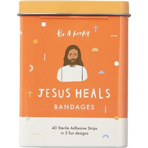 Be A Heart Original Jesus Heals Bandages, Jesus Adhesive Bandages, Jesus Bandaids, Christian, Children Bandages (2 Bandage Tins)