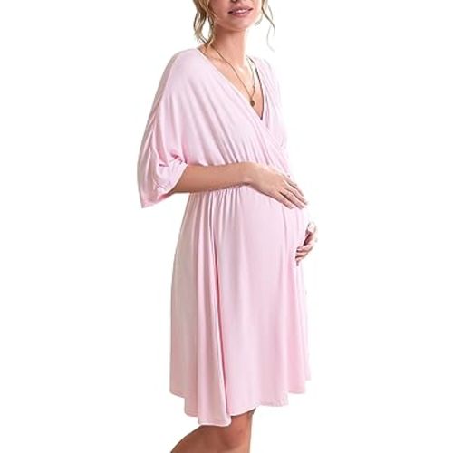 Ekouaer 3 in 1 Labor/Delivery/Hospital Gown Maternity Dress Nursing Nightgown Sleepwear for Breastfeeding