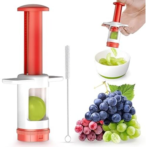 Grapes Cutter for Toddlers, Fruit & Veggie Cutter for Kids Grape Slicer Kitchen Tool, Perfect for Fruit Salads, Snacks, and Cake Decorations-Red Container-Red CrossBlade