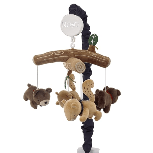 NoJo Into the Wilderness Brown, Tan and Navy, Logs, Bear and Beaver Pl – NoJo Baby