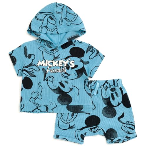Disney Lion King Mickey Mouse Waffle Knit Pullover Hoodie and Shorts Newborn to Toddler