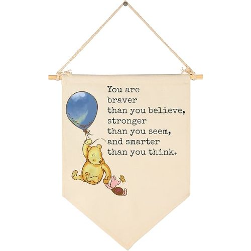 You Are Braver Than You Believe,Stronger Than You Seem-Christmas Birthday Party Bunting-Wall Flag Decor Gift-Banner Sign Gift for Nursery Bedroom Playroom Front Door